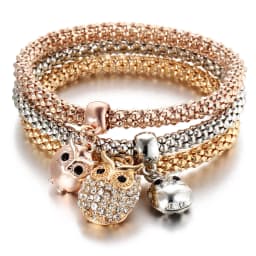3colors/Lot Elastic Bracelets & Bangle For Women Crystal Tree of Life Owl Key lock Music Note Owl Butterfly Heart Charm Jewelry