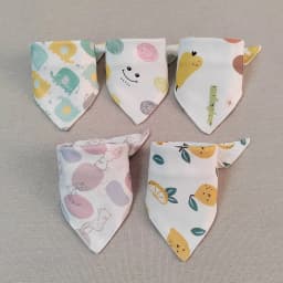 5pcs/lot Baby Bibs Triangle Double Cotton Bibs Cartoon Print Saliva Towel Baby Boys Girls Feeding Apron Cotton Bandana Bibs