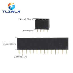 100PCS Single Row Pin Female Header Socket Pitch 2.54mm 1*2p 3p 4p 5p 6p 7p 8p 9p 10p 12p 14p 16p 18p 20p 22p 40p Pin Connector