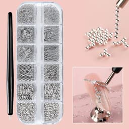 1 Bottle Caviar Nail Art Beads Decoration 24 Colors Micro Round Ball 0.6-1mm Nail Crystal Glass Beads 3D Nail Rhinestones #PG8/6
