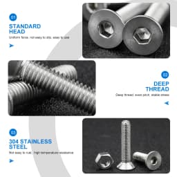 NINDEJIN 2-50pcs M2 M2.5 M3 M4 M5 M6 M8 M10 Stainless Steel Hexagon Hex Socket Countersunk Flat Head Screw Allen Bolts DIN7991