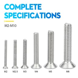 NINDEJIN 2-50pcs M2 M2.5 M3 M4 M5 M6 M8 M10 Stainless Steel Hexagon Hex Socket Countersunk Flat Head Screw Allen Bolts DIN7991