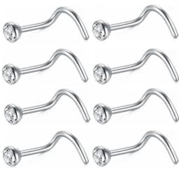 5/10/20PCS Stainless Steel L Shape Nose Stud Set 20G Crystal Nose Ring Hoop Set Indian Crystal Nose Stud Bulk Piercing Nariz Lot