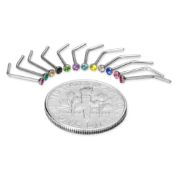 5/10/20PCS Stainless Steel L Shape Nose Stud Set 20G Crystal Nose Ring Hoop Set Indian Crystal Nose Stud Bulk Piercing Nariz Lot