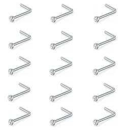 5/10/20PCS Stainless Steel L Shape Nose Stud Set 20G Crystal Nose Ring Hoop Set Indian Crystal Nose Stud Bulk Piercing Nariz Lot