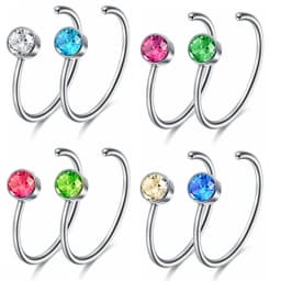 5/10/20PCS Stainless Steel L Shape Nose Stud Set 20G Crystal Nose Ring Hoop Set Indian Crystal Nose Stud Bulk Piercing Nariz Lot