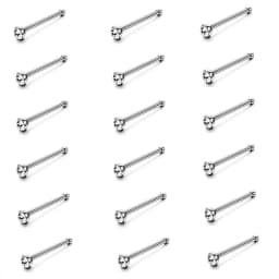 5/10/20PCS Stainless Steel L Shape Nose Stud Set 20G Crystal Nose Ring Hoop Set Indian Crystal Nose Stud Bulk Piercing Nariz Lot