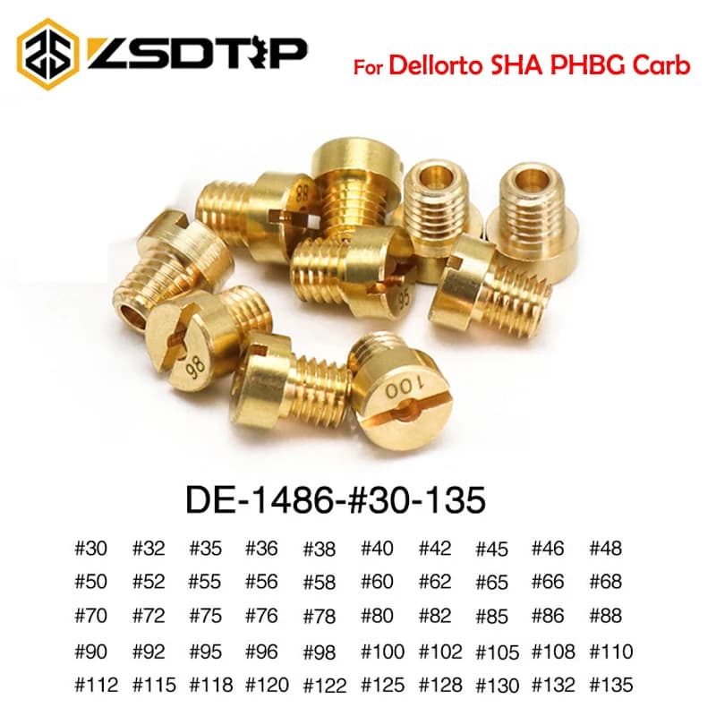 ZSDTRP 10pcs/12pcs Main Jet M5 for Dellorto Carburetor SHA SHB UA UB PHBG VHB-CS VHBT-CS #30-135 PHBG Idle Pilot Jet