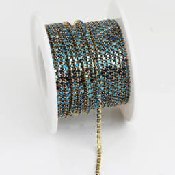 RESEN New Arrival Colorful Rhinestone Chains Dense Fancy Chain Apparel Sewing Glass Rhinestone Cup Chain With Colorful base