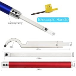 TASP Carbide Insert Cutter Woodturning Tool Swan Neck Wood Turning Chisel Blade & Aluminum Handle for Woodworking Lathe Machine