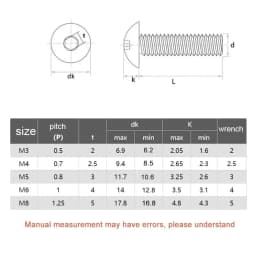 20pcs Stainless Steel Big Flat Round Head Inner Hexagon Screw Bolt M6 6mm M5 5mm for Motorcycle Scooter ATV Moped Plastic Cover