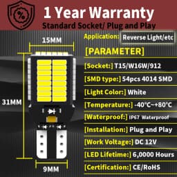 2pcs LED Reverse Light Blub Backup Lamp W16W T15 921 Canbus For BMW E81 E87 E88 E82 E92 E90 E91 E60 F07 F11 E61 1 3 5 Series