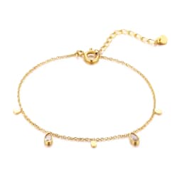 Women Minimalism Thin Chain Cross Crescent Moon Star Bracelet, Stainless Steel Female Adjustable Link Stacked Layered