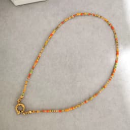Imitation Pearl Necklace Women Choker Seed Beads Rainbow Stainless Steel Spring Clasp Sailor Buckle Base Chain Gold Color Boho