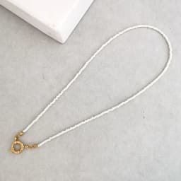 Imitation Pearl Necklace Women Choker Seed Beads Rainbow Stainless Steel Spring Clasp Sailor Buckle Base Chain Gold Color Boho