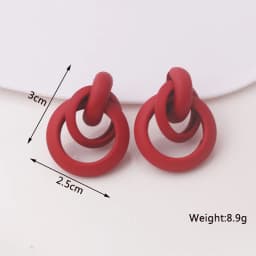 Red Color Women Dangle Earrings Geometric Pendants Gold Color Metal Hook Earrings Long Hang Earrings Pendientes Fashion Jewelry