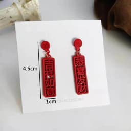 Red Color Women Dangle Earrings Geometric Pendants Gold Color Metal Hook Earrings Long Hang Earrings Pendientes Fashion Jewelry