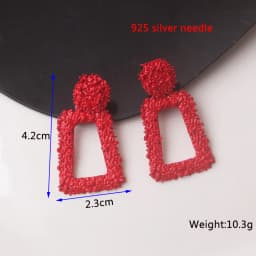 Red Color Women Dangle Earrings Geometric Pendants Gold Color Metal Hook Earrings Long Hang Earrings Pendientes Fashion Jewelry