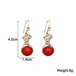 Red Color Women Dangle Earrings Geometric Pendants Gold Color Metal Hook Earrings Long Hang Earrings Pendientes Fashion Jewelry
