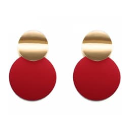 Red Color Women Dangle Earrings Geometric Pendants Gold Color Metal Hook Earrings Long Hang Earrings Pendientes Fashion Jewelry