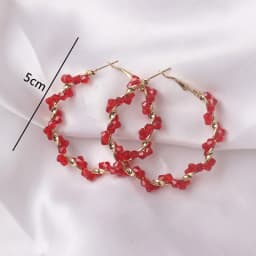 Red Color Women Dangle Earrings Geometric Pendants Gold Color Metal Hook Earrings Long Hang Earrings Pendientes Fashion Jewelry