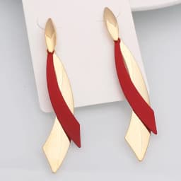 Red Color Women Dangle Earrings Geometric Pendants Gold Color Metal Hook Earrings Long Hang Earrings Pendientes Fashion Jewelry