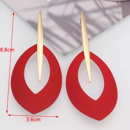 Red Color Women Dangle Earrings Geometric Pendants Gold Color Metal Hook Earrings Long Hang Earrings Pendientes Fashion Jewelry