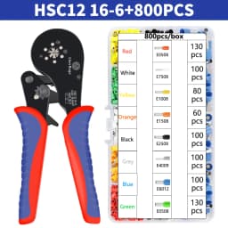 Tubular Terminal Crimping Tool Small Pliers HSC12 16-6 Large Terminal Precision Electrical Fixture Kit 0.08-16mm ²/ 30-5AWG