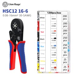 Tubular Terminal Crimping Tool Small Pliers HSC12 16-6 Large Terminal Precision Electrical Fixture Kit 0.08-16mm ²/ 30-5AWG