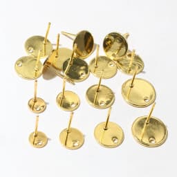 20pcs 6/8/10/12mm 316 Stainless Steel Gold Plated Pin Findings Stud DIY Earring With Hole Connector For Jewelry Making Supplies