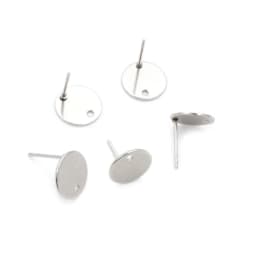 20pcs 6/8/10/12mm 316 Stainless Steel Gold Plated Pin Findings Stud DIY Earring With Hole Connector For Jewelry Making Supplies