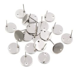 20pcs 6/8/10/12mm 316 Stainless Steel Gold Plated Pin Findings Stud DIY Earring With Hole Connector For Jewelry Making Supplies