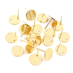 20pcs 6/8/10/12mm 316 Stainless Steel Gold Plated Pin Findings Stud DIY Earring With Hole Connector For Jewelry Making Supplies