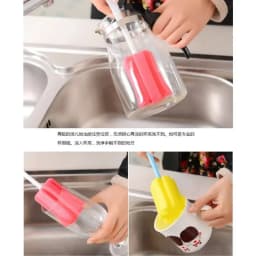 2 Pcs Kitchen Cleaning Tool Sponge Brush for Wineglass Bottle Coffe Tea Glass Cup Color Random Cleaning Products