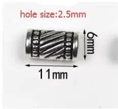 20Pcs/Lot Tibetan Antique Silver Carved Tube Spacer Beads/Metal Loose Bead Charms for Bracelet DIY Jewelry Making Accessories