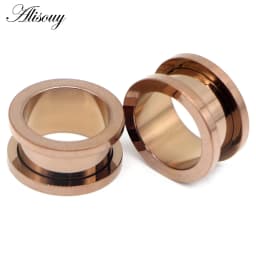 Alisouy 2pcs 1.2-30mm Stainless Steel Ear Tunnels Plugs Black Gold Color Expander Stretcher Ear Gauges Piercing Body Jewelry