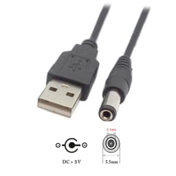 Black 90 Angle PC USB Male to 5V DC 3.5*1.35mm Connector Extension Power Cable Cord Adapter 5.5*2.1mm to USB Date Line 2.5*0.7mm