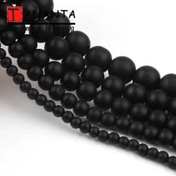 Matte Natural Black Agates Onyx Round Loose Stone Beads For Jewelry Making DIY Charm Bracelet Necklace 4 6 8 10 12mm 15 inch