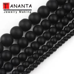 Matte Natural Black Agates Onyx Round Loose Stone Beads For Jewelry Making DIY Charm Bracelet Necklace 4 6 8 10 12mm 15 inch