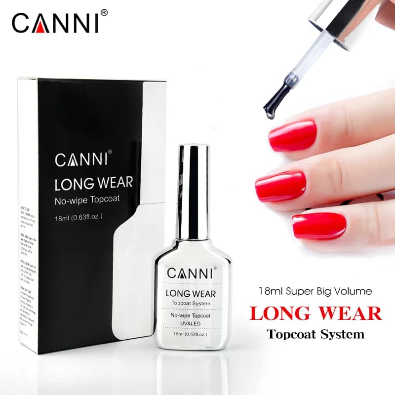 CANNI 18ml TPO Free Long Wear No-wipe Bright Topcoat Peeloff Base Coat 5g Crystal Magnetic Cat Eye Gel Sparkling Glitter Varnish