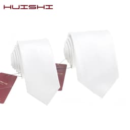 Wholesale Suit White Necktie Men Waterproof Polyester Material Wedding Gift Tie Male Solid Color Formal Neck Tie Accessories