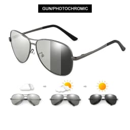 Photochromic Polarized Sunglasses Men Women Classic Pilot Chameleon Sun Glasses Fashion Change Color Fishing Eyeglasses