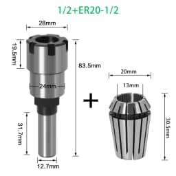 1/4" 8mm 1/2" Shank ER Router Bit Extension Rod Collet Engraving Machine Extension Milling Cutter for Wood