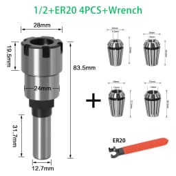 1/4" 8mm 1/2" Shank ER Router Bit Extension Rod Collet Engraving Machine Extension Milling Cutter for Wood