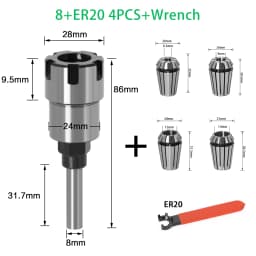 1/4" 8mm 1/2" Shank ER Router Bit Extension Rod Collet Engraving Machine Extension Milling Cutter for Wood