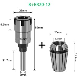 1/4" 8mm 1/2" Shank ER Router Bit Extension Rod Collet Engraving Machine Extension Milling Cutter for Wood