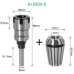 1/4" 8mm 1/2" Shank ER Router Bit Extension Rod Collet Engraving Machine Extension Milling Cutter for Wood