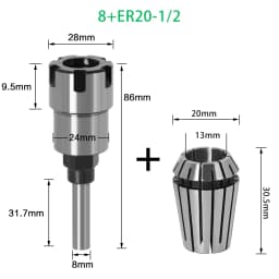 1/4" 8mm 1/2" Shank ER Router Bit Extension Rod Collet Engraving Machine Extension Milling Cutter for Wood