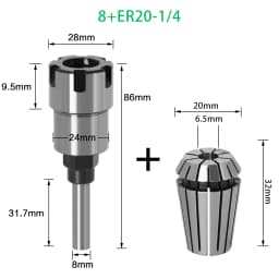 1/4" 8mm 1/2" Shank ER Router Bit Extension Rod Collet Engraving Machine Extension Milling Cutter for Wood