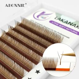 LAKANAKU High Quality YY Brown Lashes Premium Matte Individual Eyelash Faux Mink Y Volume Trays